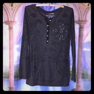 RXB 💎Bling ⚜️Fleur de Lis Long Sleeve Top w/Pouch